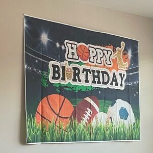 EUC Kids Sports Themed “Happy Birthday” Back Drop  Wall Banner‼️ Measures 48X72